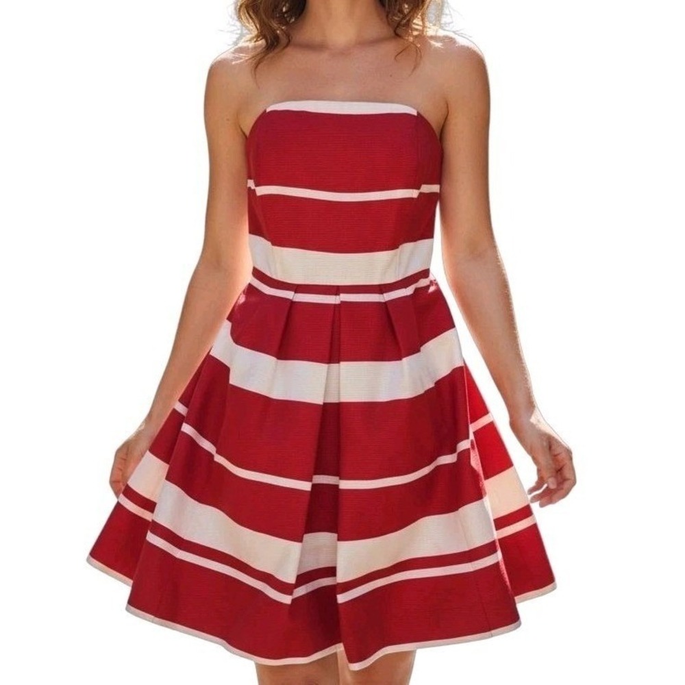 Vineyard Vines Dress Maritime Stripe Red White Fit & Flare Lined Pockets Size‎ 2